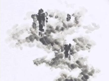 划重点!飞云法,山石烘托飘渺感,留白也是云雾第一部分#谁说国画不抖音 #国画