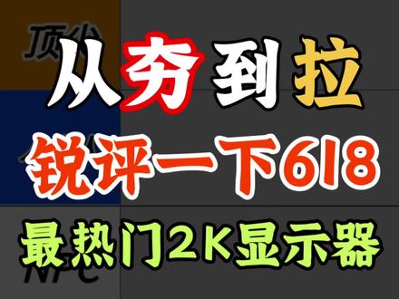 锐评一下618最热门的2K显示器! 从夯到拉一共五个等级,我会根据用户口碑、市场反应以及性价比来做出评价。
#2K显示器 #从夯到拉 #锐评 #性价比显示器