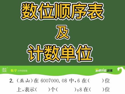 小数数位顺序表及小数、整数计数单位
#小升初 #小数数学 #计数单位 #停课不停学 @抖音小助手