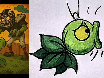 被僵尸抓走的豌豆射手 #简笔画