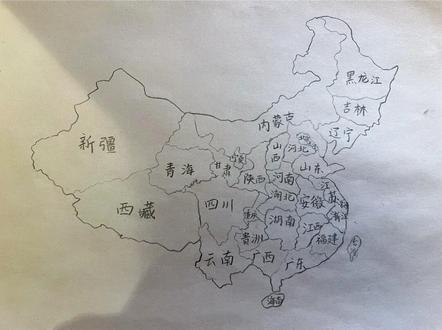 Max徒手画了一幅中国地图!大家帮看看有画错的地方没😂#地理知识