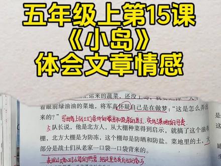 五年级上册第十五课,小岛,略读课文体会文章情感#语文 #知识点总结 #五年级上册语文 #小学 #五年级