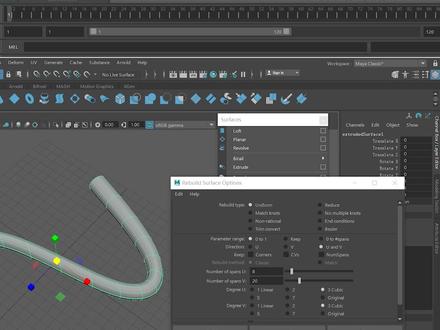 Maya英文版教程:如何使用挤出曲面命令来构建管状物? #maya#3d建模#管状物品