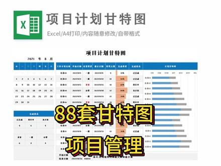 88套甘特图模板合集来了! 全自动生成进度条,拿来就能直接用,项目汇报再也不用愁#办公软件 #项目管理 #甘特图模板 #项目进度表 #Excel模板