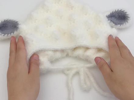 钩织羊咩咩儿童帽 @小毛团万格专卖店 云絮长绒毛线 01月白,13火山灰