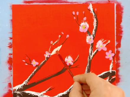 第13课:超简单装饰画冬梅学起来吧#创意美术 #一起学画画 #想画就画 @DOU+小助手