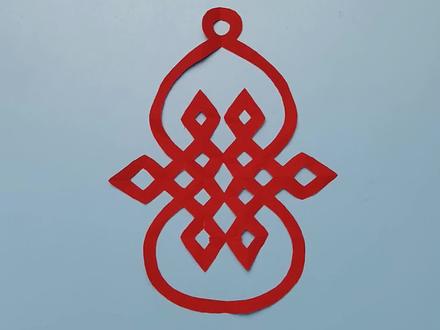 古法折剪葫芦盘长,中国劳动人民的智慧,剪纸技法~#剪纸#茌平剪纸 #茌平剪纸传承人田田