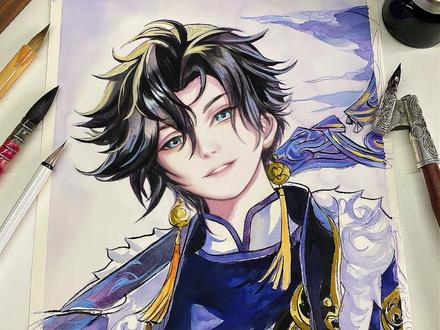 生子当如孙仲谋!#孙权 #手绘 #王者荣耀 #王者荣耀孙权 #水彩