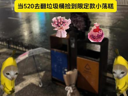 当你520和兄弟一起去翻垃圾桶 #捡垃圾 #520 #猫meme #小蛋糕 #垃圾桶