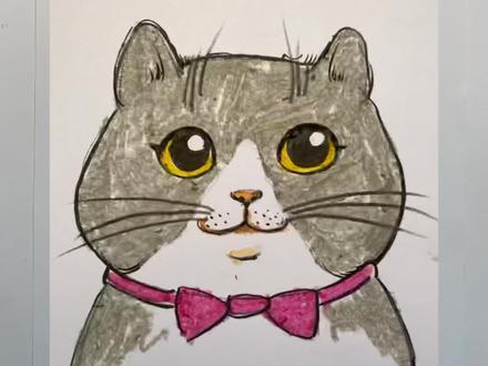 蓝白英短的画法,跟兔子老师一起学习科普创意绘画吧!#画画 #教育 #创意 #儿童 #萌宠出道计划