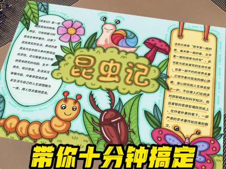 精致好看的昆虫记手抄报,小学生读书笔记读书卡小报,快快一起动手画起来吧#手抄报模板 #读书小报 #阅读手抄报 #昆虫记手抄报 #手抄报线稿