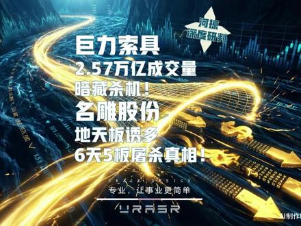 2.57万亿成交量暗藏杀机!巨力索具午后炸板 当A股冲破4000点,散户为何反成“韭菜”?揭秘主力借马斯克热点、量化资金与情绪周期完成精准收割,你的亏损背后是认知陷阱与人性博弈的残酷实录。
#河掠财讯 #股票交流 #股票市场情绪 #A股绞肉机 #量化收割