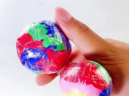 2步自制弹力球❤️颜色好看弹力足,制作简单又好玩。
