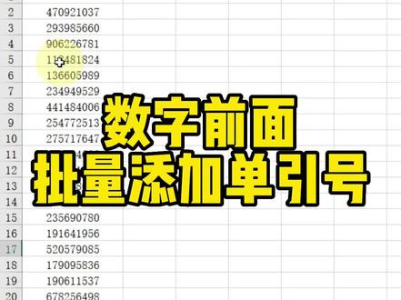 数字前面批量添加单引号#excel技巧 #office办公技巧 #文员零基础入门教程