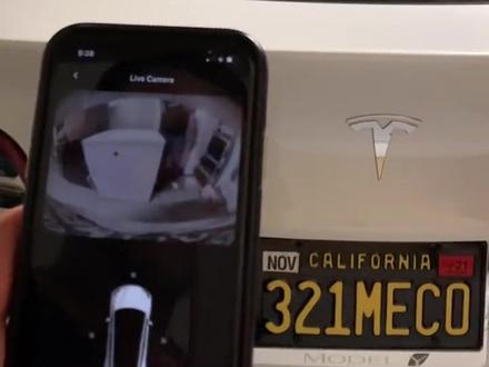 #特斯拉 2021.36.8可以用手机远程查看车辆四个摄像头实时画面和通过车喇叭远程发送语音