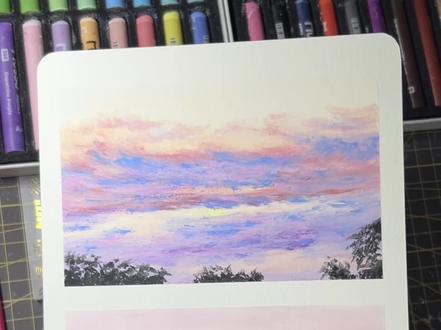 🎨晚霞和喜欢的人一起看最浪漫💕油画棒教程📖治愈系 作品使用阿泰诗慕斯双色油画棒,A5水彩纸完成。开始画完上联觉得还不错,画完下联就发现上面颜色浅了,所以给它加深了一下。有色卡有色号,新手可以先看一遍视频,暂停画面跟起来哦 #乱涂乱画系列 #艺术在抖音 #晚霞和喜欢的人一起看最浪漫 #重彩油画棒#跟着抖音学画画