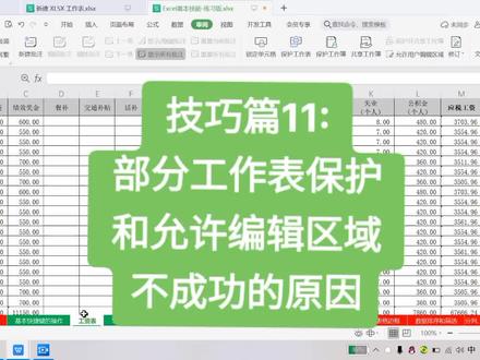 技巧篇11:设置工作表保护中部分保护和允许编辑的区域不成功的原因。#office办公技巧 #excel教学 #excel技巧 #办公技巧 #每天进步一点 #玩转office