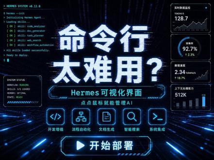 还在用命令行管理hermes么?试试这个可视化界面 #普通人学ai #创作者中心 #创作灵感 #hermesagent #ai效率工具
一条命令:
hermes dashboard
就能打开可视化管理界面,查看会话、Token 消耗、模型配置、定时任务、技能、插件和多 Agent Profile。
本期实测:
✅ 11 各管理页面全览
✅ 会话管理 + 数据分析
✅ Provider / Model 可视化配置
✅ config.yaml 可视化编辑
✅ 定时任务、技能、插件一站式管理
✅ 多 Agent Profile 管理,成就系统
