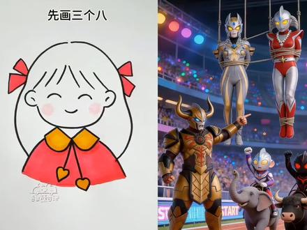 简笔画拼图系列#儿童动画 #简笔画 #奥特曼儿童动画片