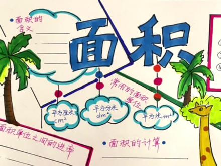 三年级数学手抄报——面积,一起边画边学起来吧!#手抄报 #小学生手抄报