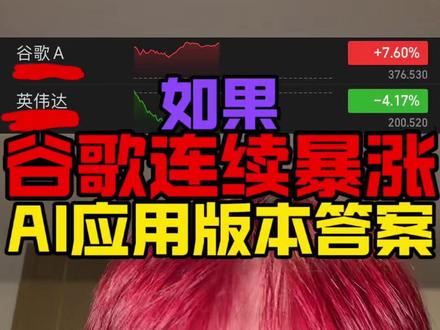 AI应用或成版本答案!如果谷歌连续暴涨! #恒生科技 #美股 #港股 #谷歌
