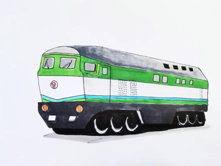 卡通火车头🚞🚞🚞🚞超级简单一分钟看完你就学会了 #画火车 #儿童简笔画 #儿童画