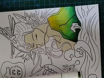 被老师全校表扬的手抄报长什么样 一定要看到最后,这金边也太美了中国传统神话故事精卫填海手抄报 #手抄报 #马克笔手绘 #原创手绘