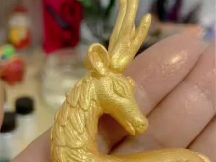 三角洲瞪羚一只,金灿灿的,此刻你是不是要拥有一只黄金打造的#手作diy #粘土手工 #瞪羚