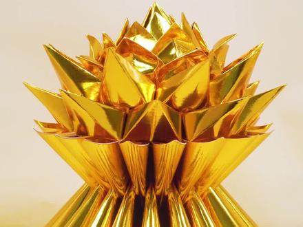 金色莲花灯底座折法#叠元宝 #金元宝 #折莲花灯