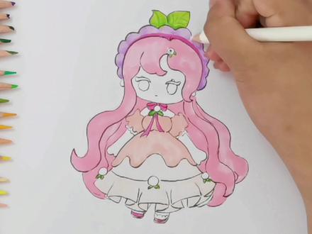 彩铅简笔画,卡通画蛋仔派对莓果甜心,一个漂亮的蛋糕水果精灵 #彩铅 #儿童简笔画 #画画🎨 #爱画画 #彩铅手绘 #卡通画 #手绘 #涂色 #手绘过程 #一起画