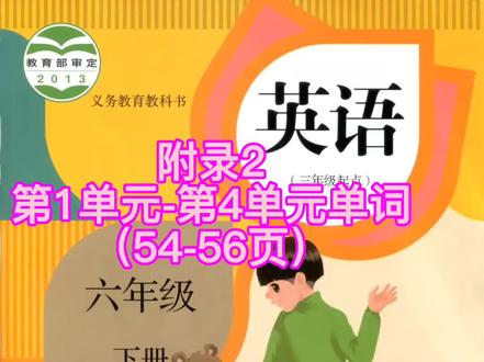 转发:人教版小学英语六年级下册 附录2 第1-4单元单词(54-56页)
