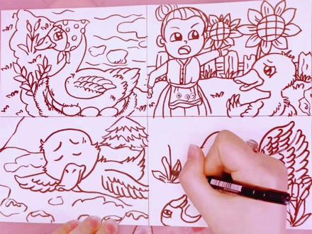 #连环画 今天我们来画一幅丑小鸭的连环画~
