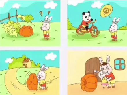 一二年级语文看图写话小白兔运南瓜,每天听一听,说一说,轻松学会看图写话,寒假加油!#看图写话 #寒假 #过年啦