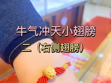 #红绳编手链 牛气冲天小翅膀教程,右侧翅膀,左侧在上一条视频