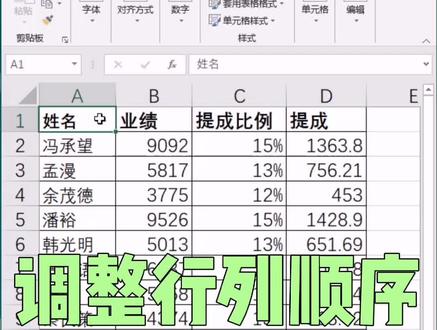 #excel调整行列顺序,快速移动法(上)。#学浪计划#抖青有文化#知识创作人 @抖音小助手 @DOU+小助手