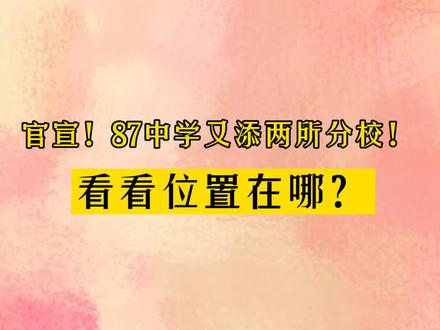 重磅!八十七中又官宣2所分校!扛起区域教育一片天!#教育