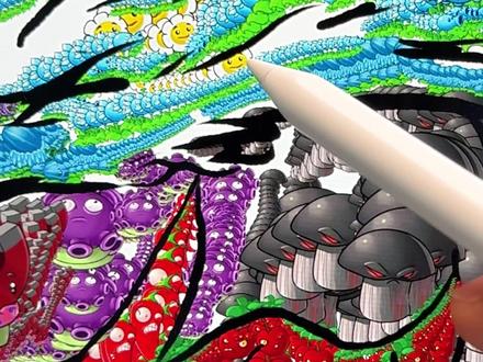 我用10000个植物大战僵尸拼成了《炭治郎》! #画画 #鬼灭之刃 #植物大战僵尸 #画画 #整活