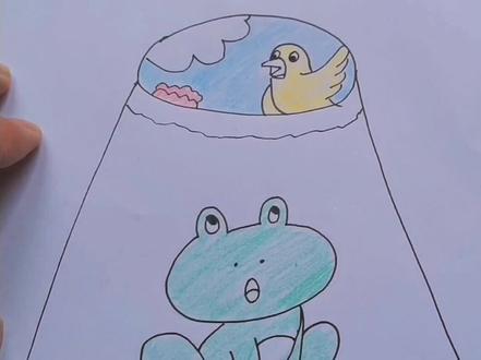 简笔画成语故事《坐井观天》#萌知计划 #抖音青少年 #儿童简笔画 #跟我一起学画画 #一学就会的简笔画