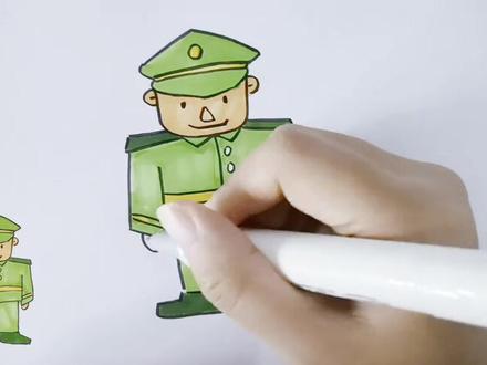 优秀儿童简笔画教学:画一位高大威猛的军人!