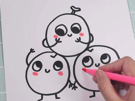 三个可爱的小蓝莓#画画 #简笔画 #手绘