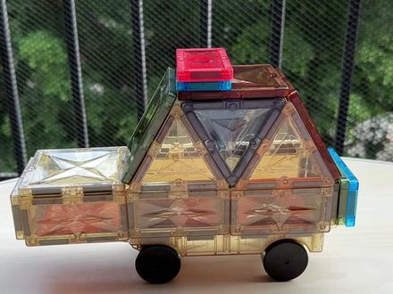 磁力片的1000种玩法:警车教程 #磁力片 #磁力片玩具教程