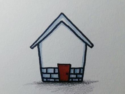 【建筑系列】画一个可爱的石头小房子,试试吧~@抖音小助手 #画画 #绘画 #简笔画 #零基础学画画