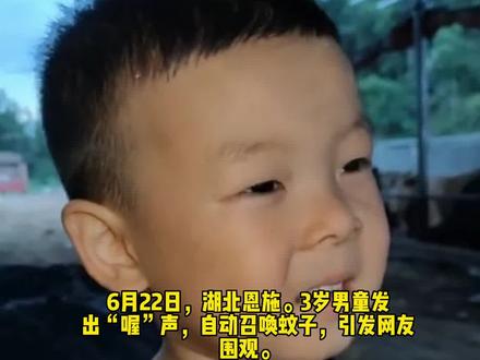 3岁男童发“O”音竟成蚊子召唤术,引470万人围观,网友揭秘原因#蚊子 #召唤术 #男童