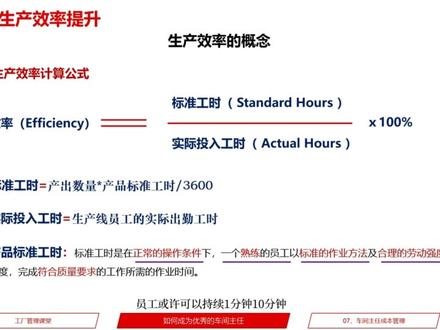 生产管理的重点指标,生产效率提升,管理者的价值所在,#企业管理 #工厂管理 #车间主任 #知识点总结