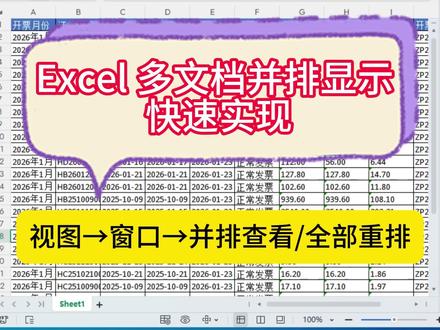 多 Excel 文档切到疯?一键并排显示,对比核对超省心! #excel技巧 #办公技巧 #数据核对 #我就这样开启2026 #新春来抓马