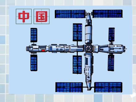 科技简笔画,中国空间站的画法。#空间站 #中国空间站 #科技简笔画 #绘画教程 #太空简笔画