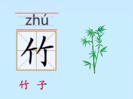 竹字竹字的拼音,竹字的组词、词语,竹字的书写笔顺#识字 #汉字 #认字识字 #教育 #文字 #早教 #学习 #