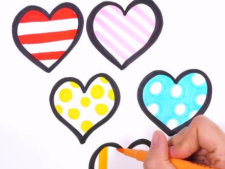 感念师恩,画一组幻彩小心心❤#简笔画 #教师