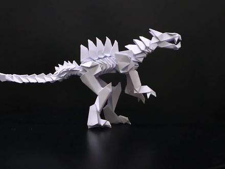 【折纸教程】侏罗纪公园—棘龙!用A4纸折恐龙