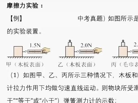 三分钟搞定 摩擦力实验问题 摩擦力实验核心:影响因素探究与装置优化分析~
#中考物理 #初中物理 #摩擦力实验 #初高衔接 #赵玉峰大物理
